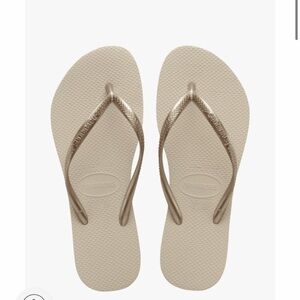 Havaianas flip flops women’s gold beige